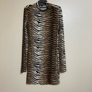 Long sleeve tiger mini dress
